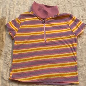 Rue21 women’s colorful striped crop top with zipper size medium